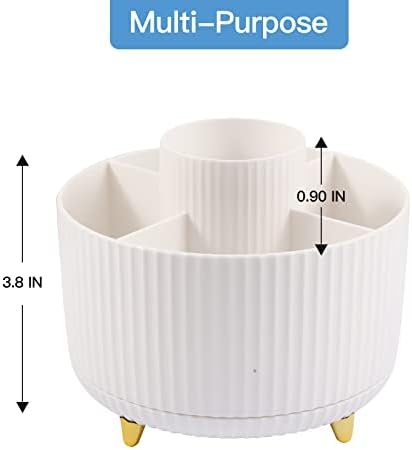 WNING Pen Holder for Desk, Pencil Holder,5 Slots 360° Degree Rotating Desk Organizers and Accessories, Cute Pen Cup Pot for Office, School, Home, Art Supply (white) - Image 2