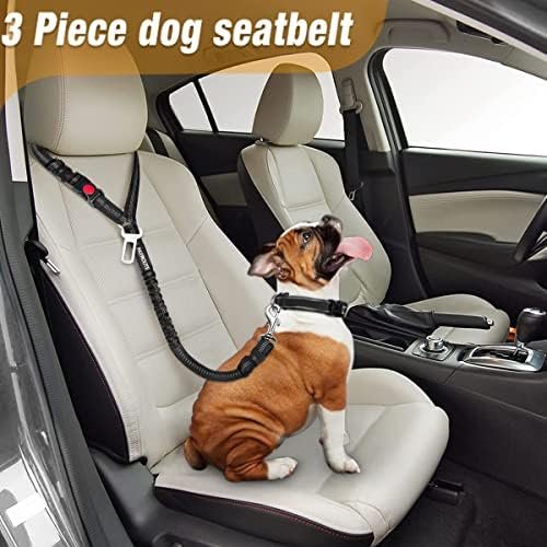 3 Piece Set Dog Seat Belt Retractable Dog Car Seatbelts Adjustable Pet Seat Belt For Vehicle Headrest Restraint Adjustable Heavy Duty & Elastic & Durable Car Harness For Dogs - Image 3