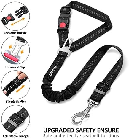 3 Piece Set Dog Seat Belt Retractable Dog Car Seatbelts Adjustable Pet Seat Belt For Vehicle Headrest Restraint Adjustable Heavy Duty & Elastic & Durable Car Harness For Dogs - Image 2