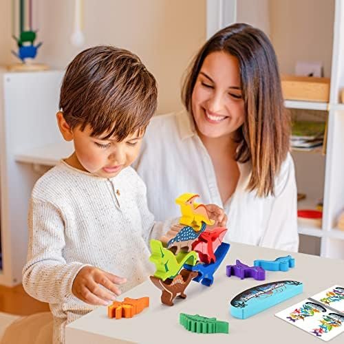 IPOURUP Dinosaur Toys for Kids 3-5: Wooden Stacking Montessori Toys for 3-7 Year Old Balance Competition Game for Family Ideal Easter and Birthday Gifts for Kids (Classic Version) - Image 5