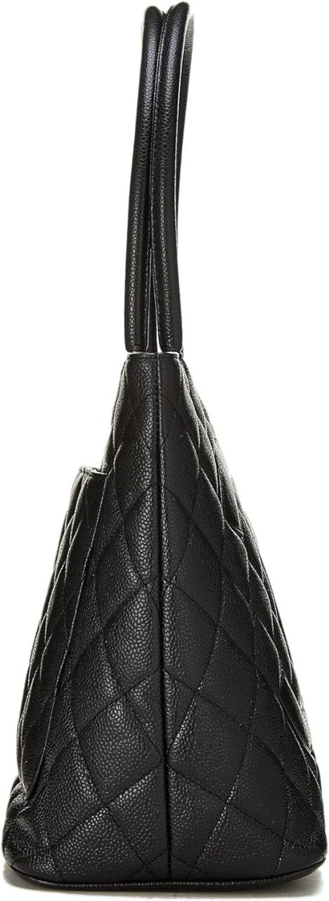 CHANEL Pre-Loved Black Quilted Caviar Medallion Tote, Black - Image 4