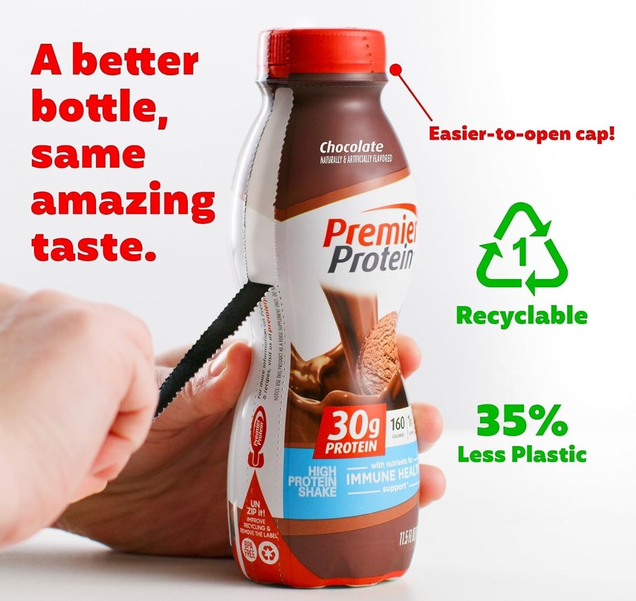 Premier Protein Shake, Chocolate, 30g Protein 1g Sugar 24 Vitamins Minerals Nutrients to Support Immune Health, 11.50 fl oz (Pack of 12) - Image 4