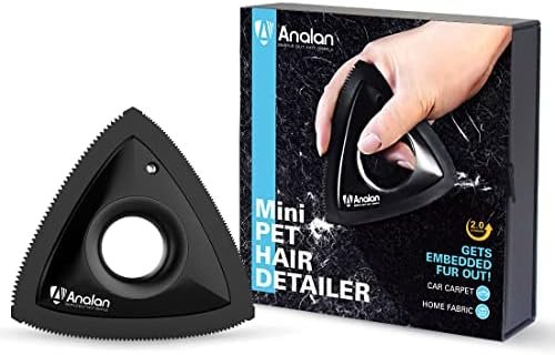 Analan Mini Pet Hair Remover for Car Detailing Supplies, Carpet Dog Hair Remover for Car Interior, Triangle Dog Hair Remover for Auto Detailing, Couch, Furniture, Lint, Carpet(Matte Black) - Image 2