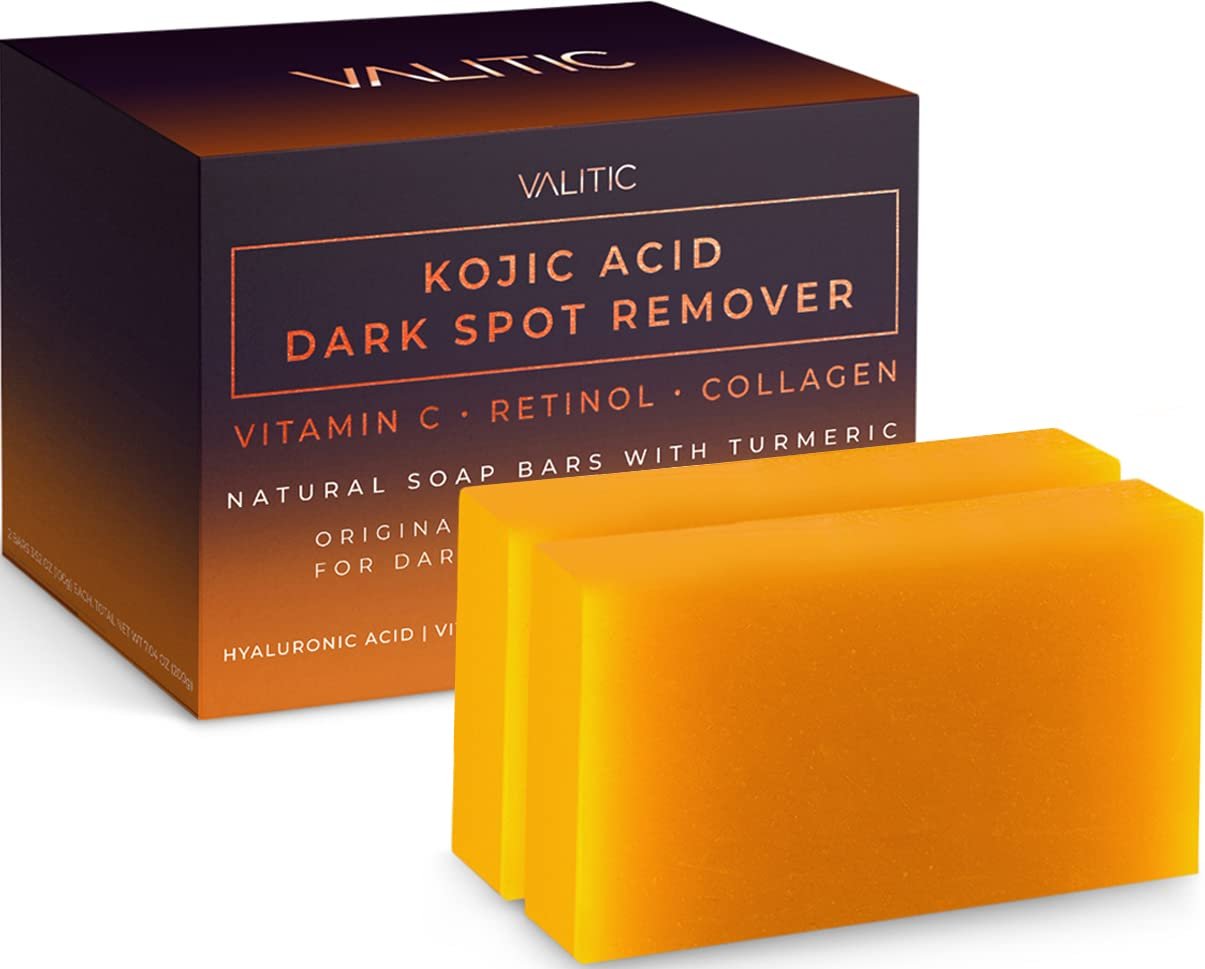 VALITIC Kojic Acid Dark Spot Remover Soap Bars with Vitamin C, Retinol, Collagen, Turmeric - Original Japanese Complex Infused with Hyaluronic Acid, Vitamin E, Shea Butter, Castile Olive Oil (2 Pack) - Image 2