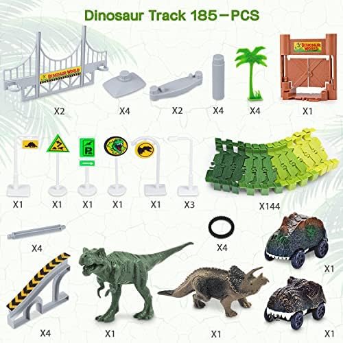 Dinosaur Toys,Create A Dinosaur World Road Race,Flexible Track Playset And 2 Pcs Cool Dinosaur Car For 3 4 5 6 Year & Up Old Boy Girls Best Gift - Image 2