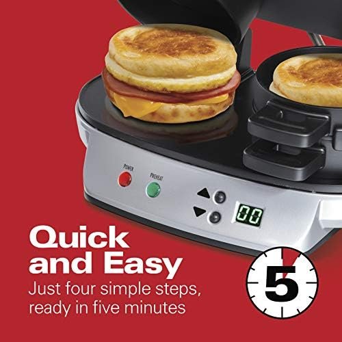 Hamilton Beach Dual Breakfast Sandwich Maker With Timer, Silver (25490A) - Image 5