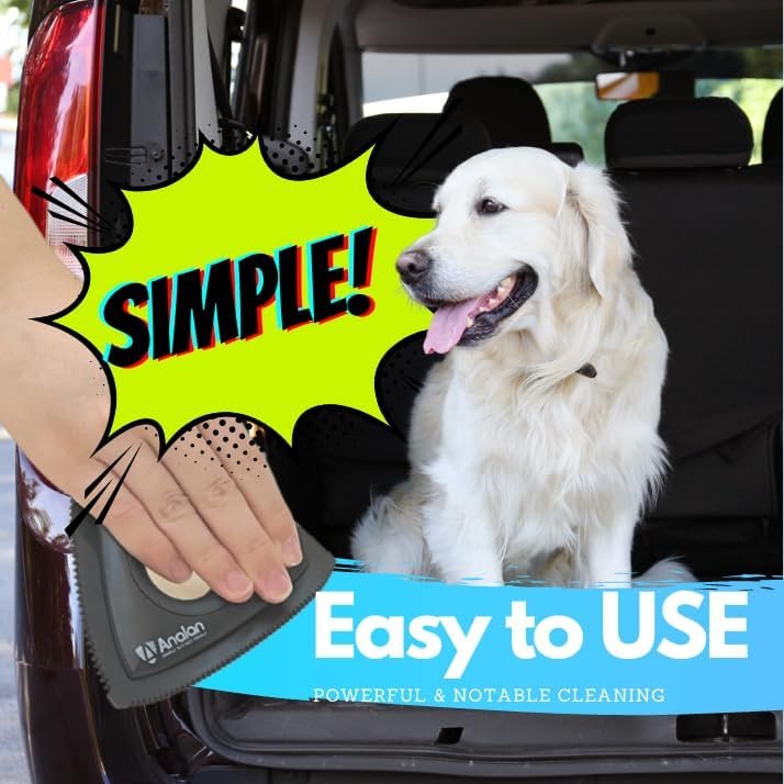 Analan Mini Pet Hair Remover for Car Detailing Supplies, Carpet Dog Hair Remover for Car Interior, Triangle Dog Hair Remover for Auto Detailing, Couch, Furniture, Lint, Carpet(Matte Black) - Image 3