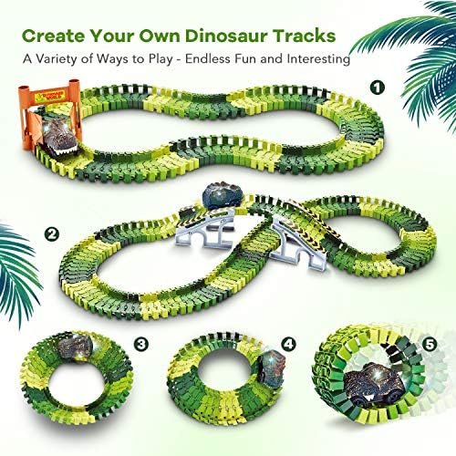 Dinosaur Toys,Create A Dinosaur World Road Race,Flexible Track Playset And 2 Pcs Cool Dinosaur Car For 3 4 5 6 Year & Up Old Boy Girls Best Gift - Image 3