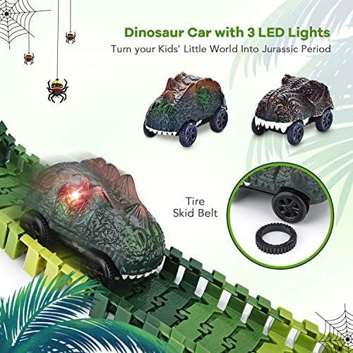 Dinosaur Toys,Create A Dinosaur World Road Race,Flexible Track Playset And 2 Pcs Cool Dinosaur Car For 3 4 5 6 Year & Up Old Boy Girls Best Gift - Image 4