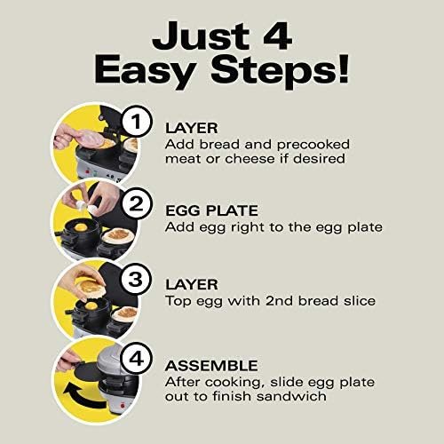 Hamilton Beach Dual Breakfast Sandwich Maker With Timer, Silver (25490A) - Image 3