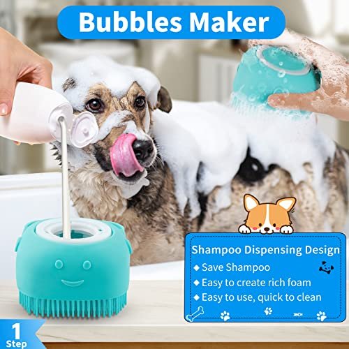 Comotech 3PCS Dog Bath Brush | Dog Shampoo brush | Dog Scrubber for Bath | Pet-Dog Bath Massage Brush Scrubber | Dog Shower/Wash /Grooming/Washing Brush with Adjustable Ring Handle for Short & Long Haired Dogs/Cats - Image 3