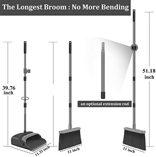 Kelamayi Broom And Dustpan Set For Home, Office, Stand Up Broom And Dustpan (Black&Gray) - Image 4