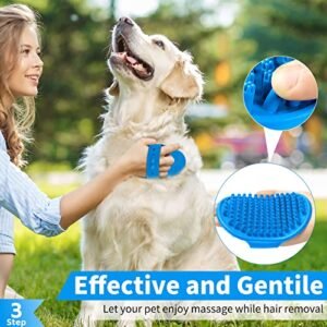Comotech 3PCS Dog Bath Brush | Dog Shampoo brush | Dog Scrubber for Bath | Pet-Dog Bath Massage Brush Scrubber | Dog Shower/Wash /Grooming/Washing Brush with Adjustable Ring Handle for Short & Long Haired Dogs/Cats