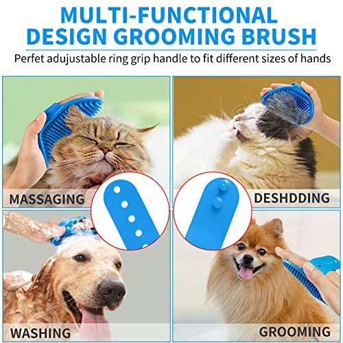 Comotech 3PCS Dog Bath Brush | Dog Shampoo brush | Dog Scrubber for Bath | Pet-Dog Bath Massage Brush Scrubber | Dog Shower/Wash /Grooming/Washing Brush with Adjustable Ring Handle for Short & Long Haired Dogs/Cats - Image 4