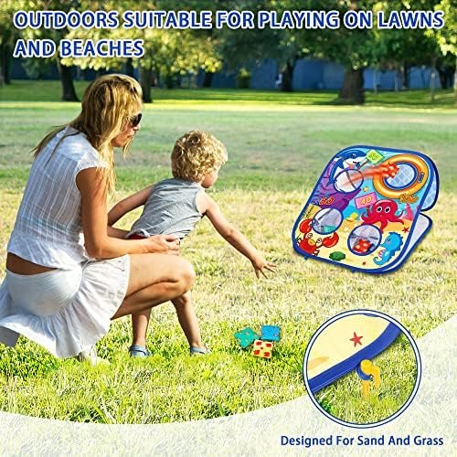 Bean Bag Toss Game Toys for Kids,Ocean Double-Sided Foldable Board Kids Cornhole Summer Outdoor Play Game and Party Supplies Toy Birthday Gifts for Toddler Boys Girls Age 2 3 4 5 6 - Image 4