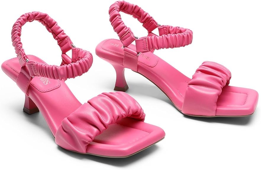 DREAM PAIRS Kitten Heels for Women Comfortable Low Heels Sandals Suqare Open Toe Cute Wedding Party Evening Prom Dance Strap Dress Pump Sandals Shoes - Image 2